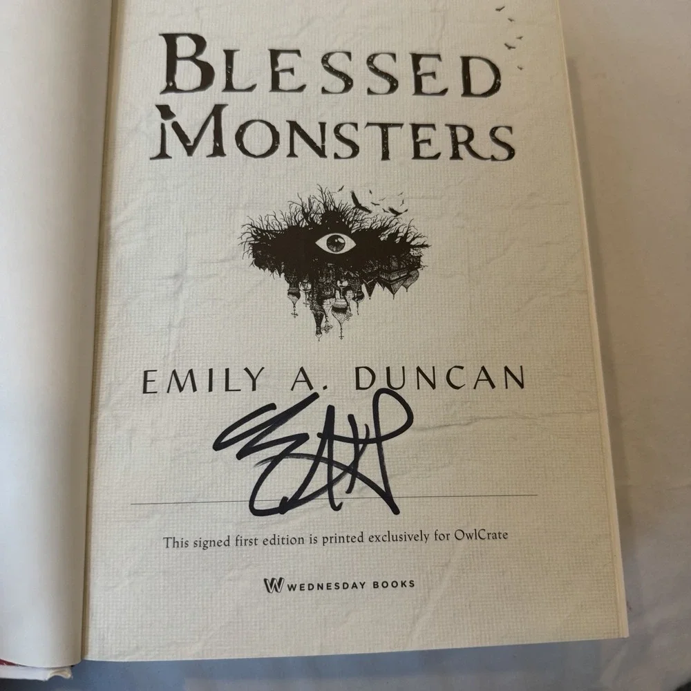 Signed Blessed Monsters Emily A Duncan 1st Edition OwlCrate‎ Exclusive